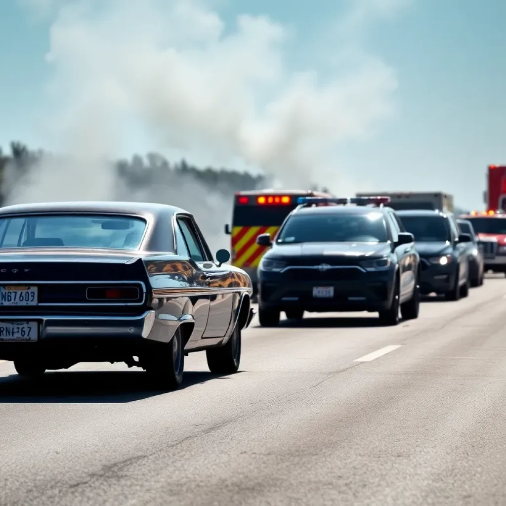 Emergency responders at a crash scene on Interstate 40 near Asheville