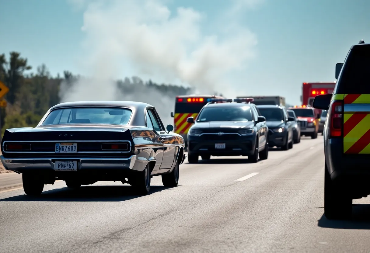 Emergency responders at a crash scene on Interstate 40 near Asheville