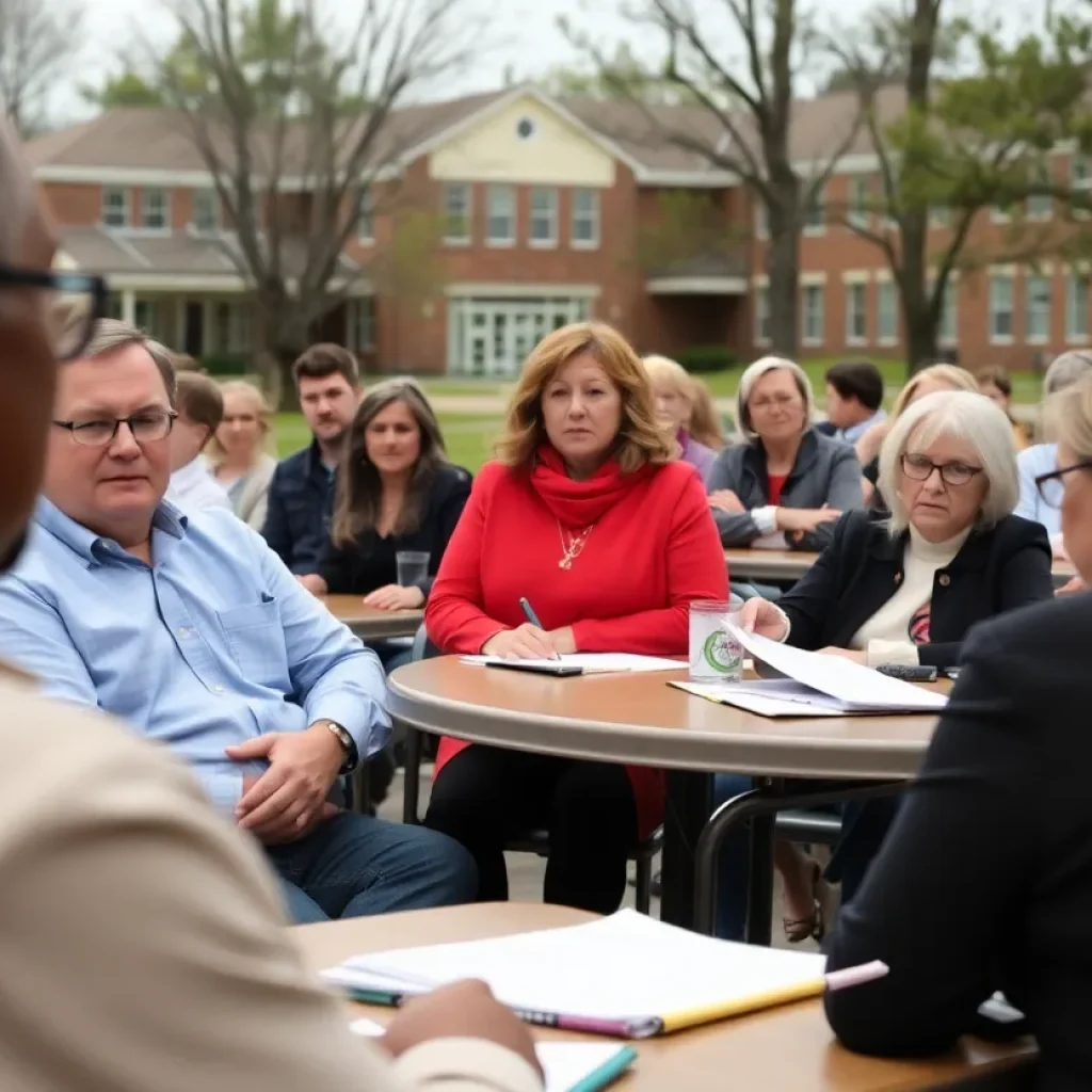 Educators gathered at a town hall meeting in Asheville discussing budget concerns.
