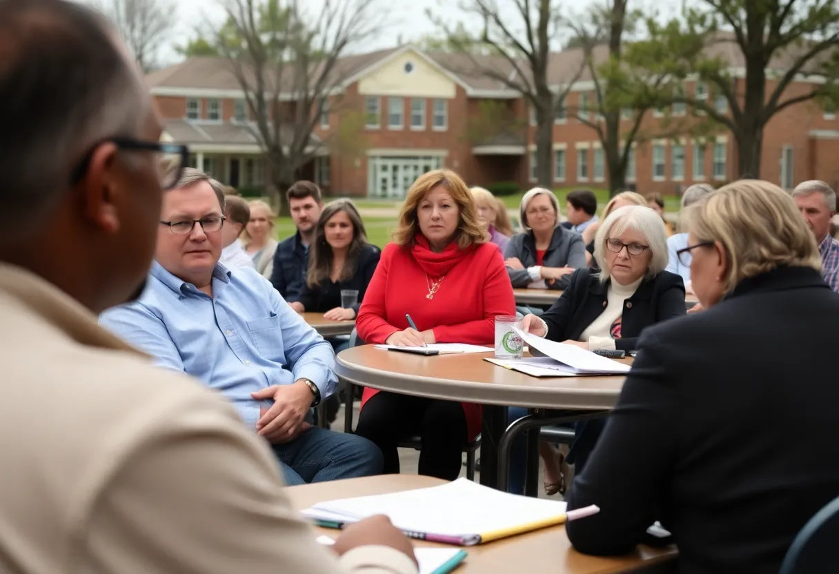 Educators gathered at a town hall meeting in Asheville discussing budget concerns.