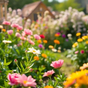A beautiful garden blooming with flowers in Asheville, representing community and love.