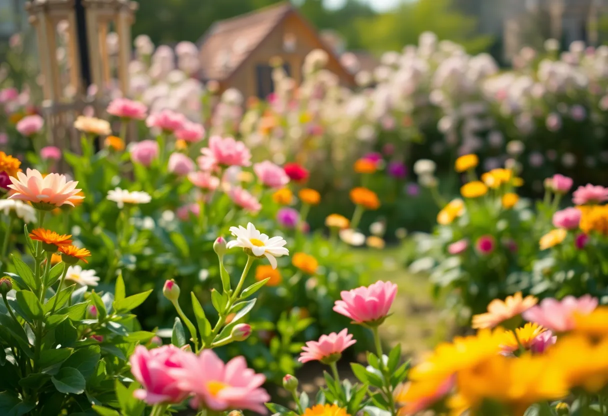 A beautiful garden blooming with flowers in Asheville, representing community and love.