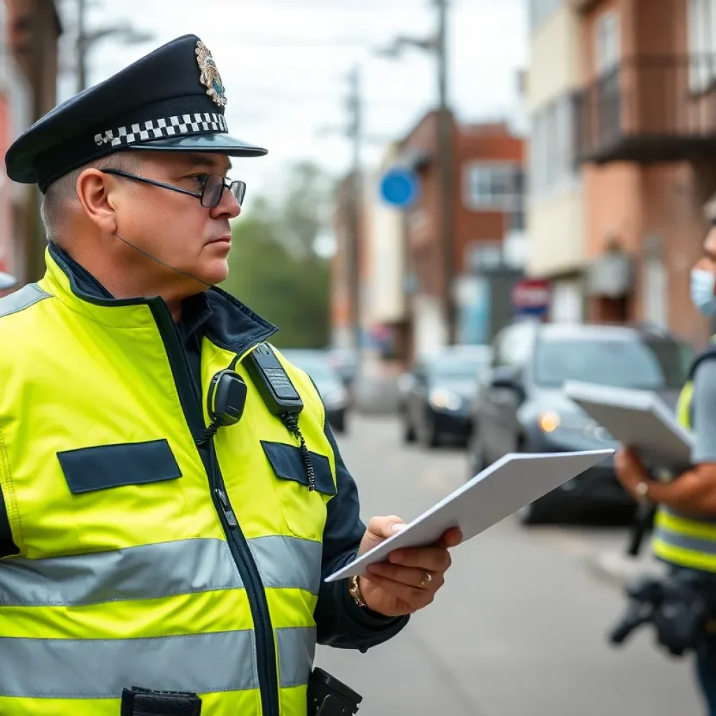 Police officers engaging in a crime prevention operation in Asheville