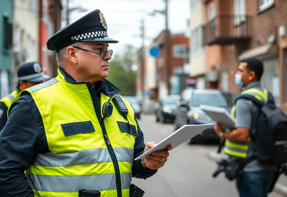 Police officers engaging in a crime prevention operation in Asheville