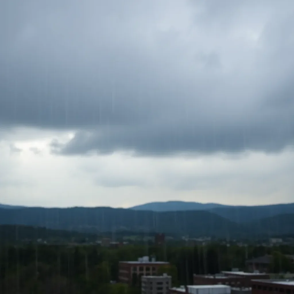 Scenic view of Asheville, North Carolina during rainstorm