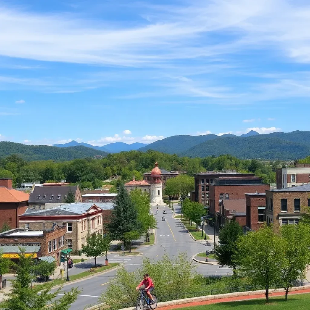 A beautiful overview of Asheville with mountains and cityscape
