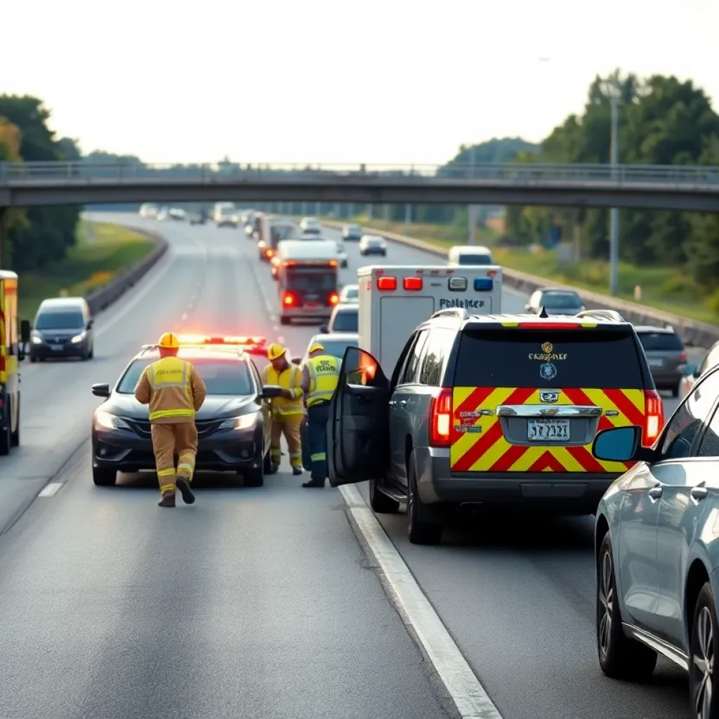 Scene of a multi-vehicle crash on Interstate 240 in Asheville.