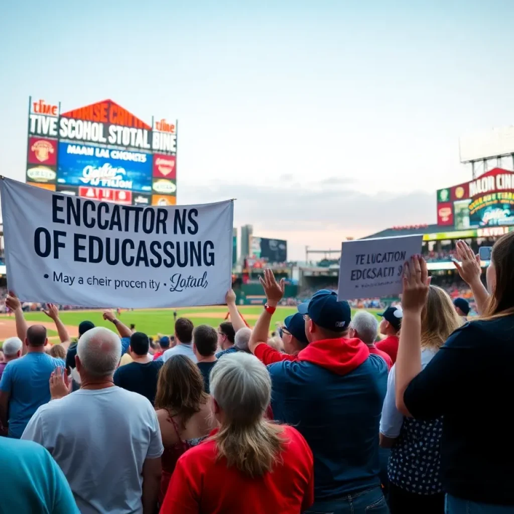 Community celebration for teachers at a baseball game in Asheville