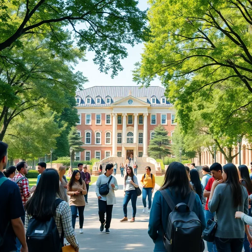 Students discussing diversity and inclusion on a university campus