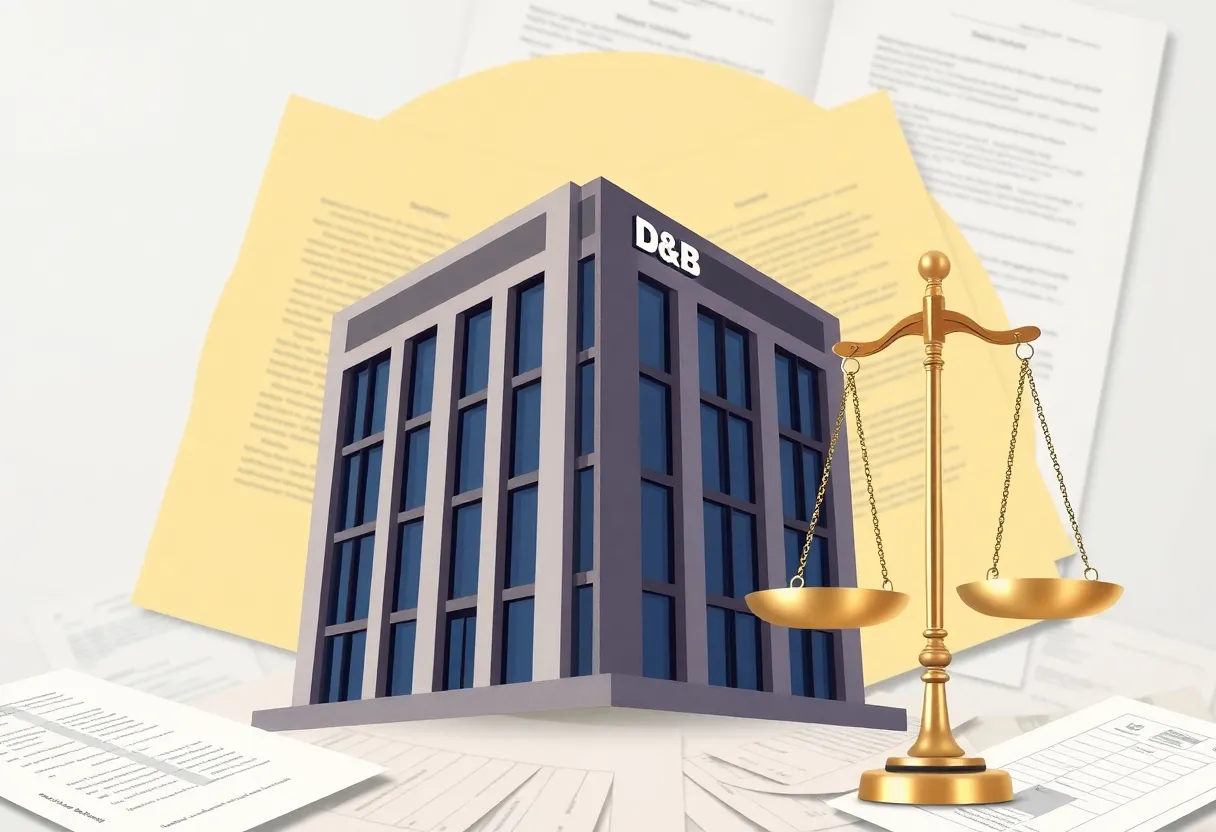 Corporate office building of d&b audiotechnik Corporation with legal symbols