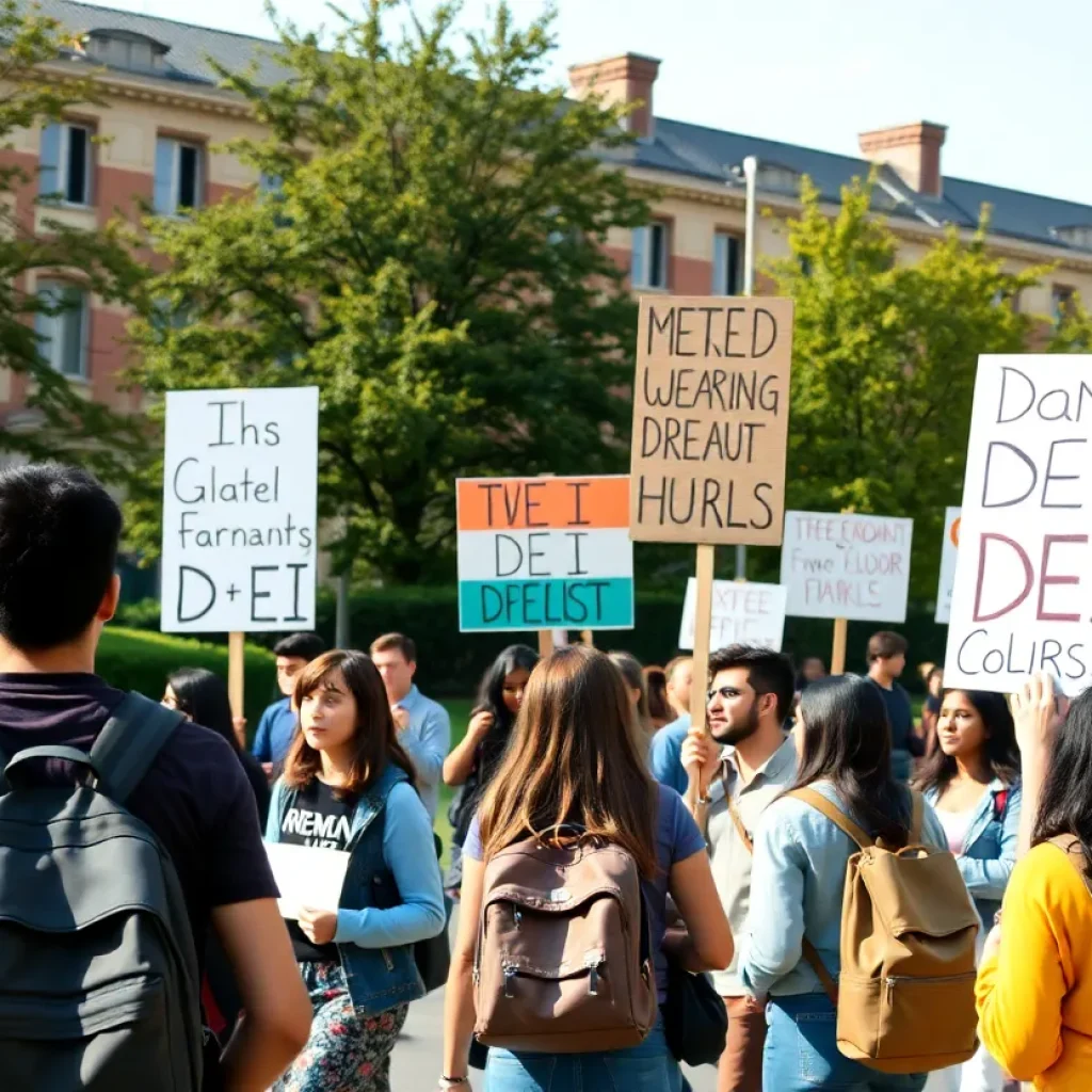 Students at university campus advocating for diversity and inclusion