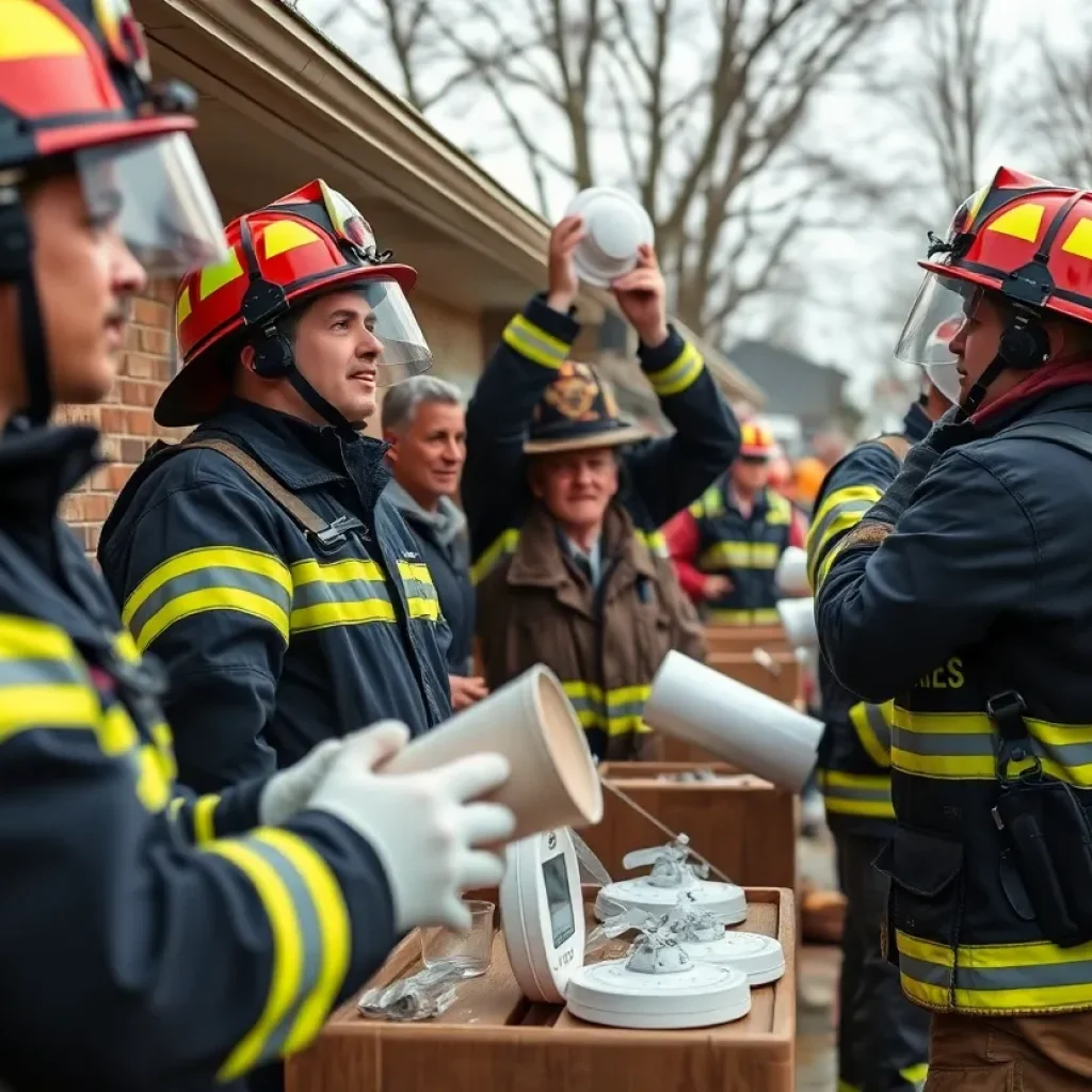 Firefighters installing smoke alarms during the Smoke Alarm Saturday event