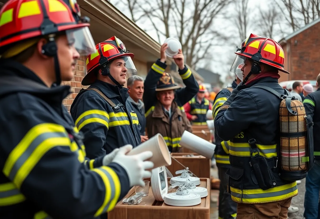 Firefighters installing smoke alarms during the Smoke Alarm Saturday event