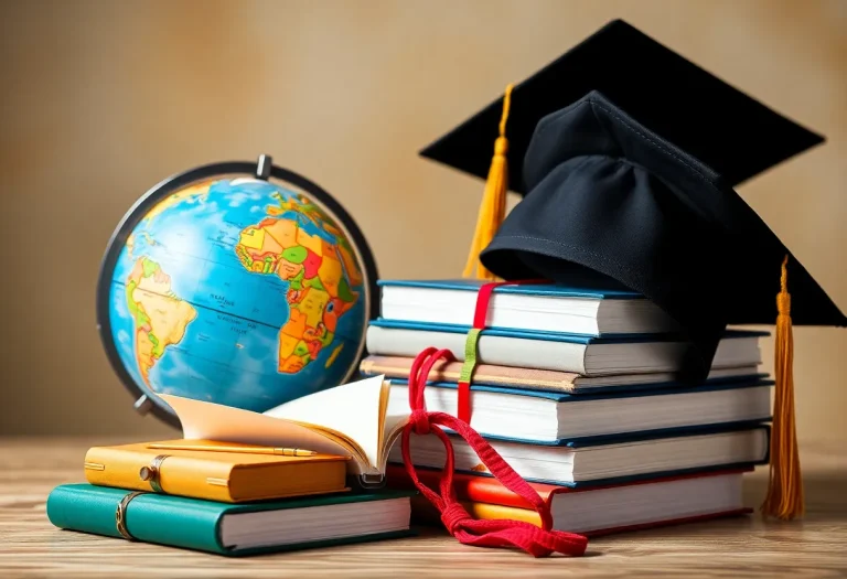 Symbolic representation of the Fulbright Program with academic elements.