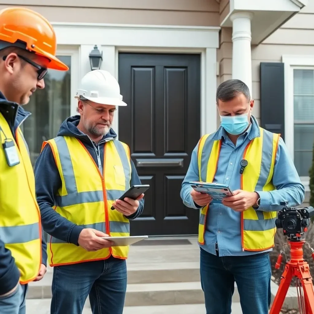 Licensed home inspector examining a property's interior with advanced equipment