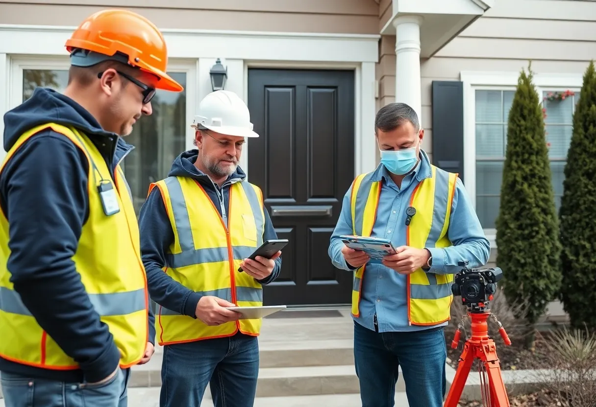 Licensed home inspector examining a property's interior with advanced equipment