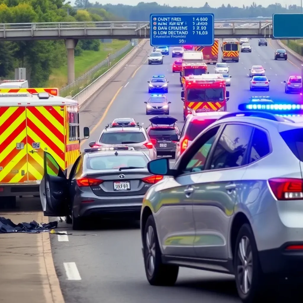 Emergency responders at a car crash on I-40 East in Asheville