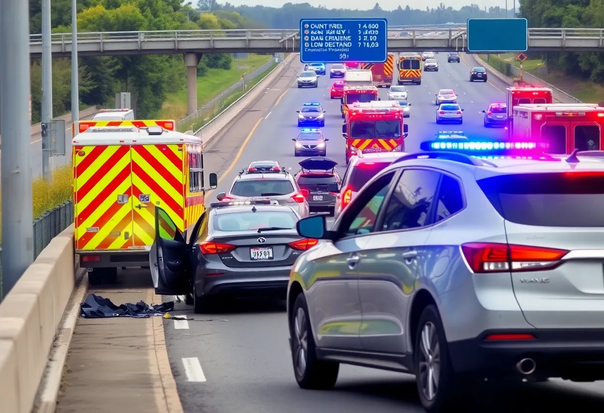 Emergency responders at a car crash on I-40 East in Asheville