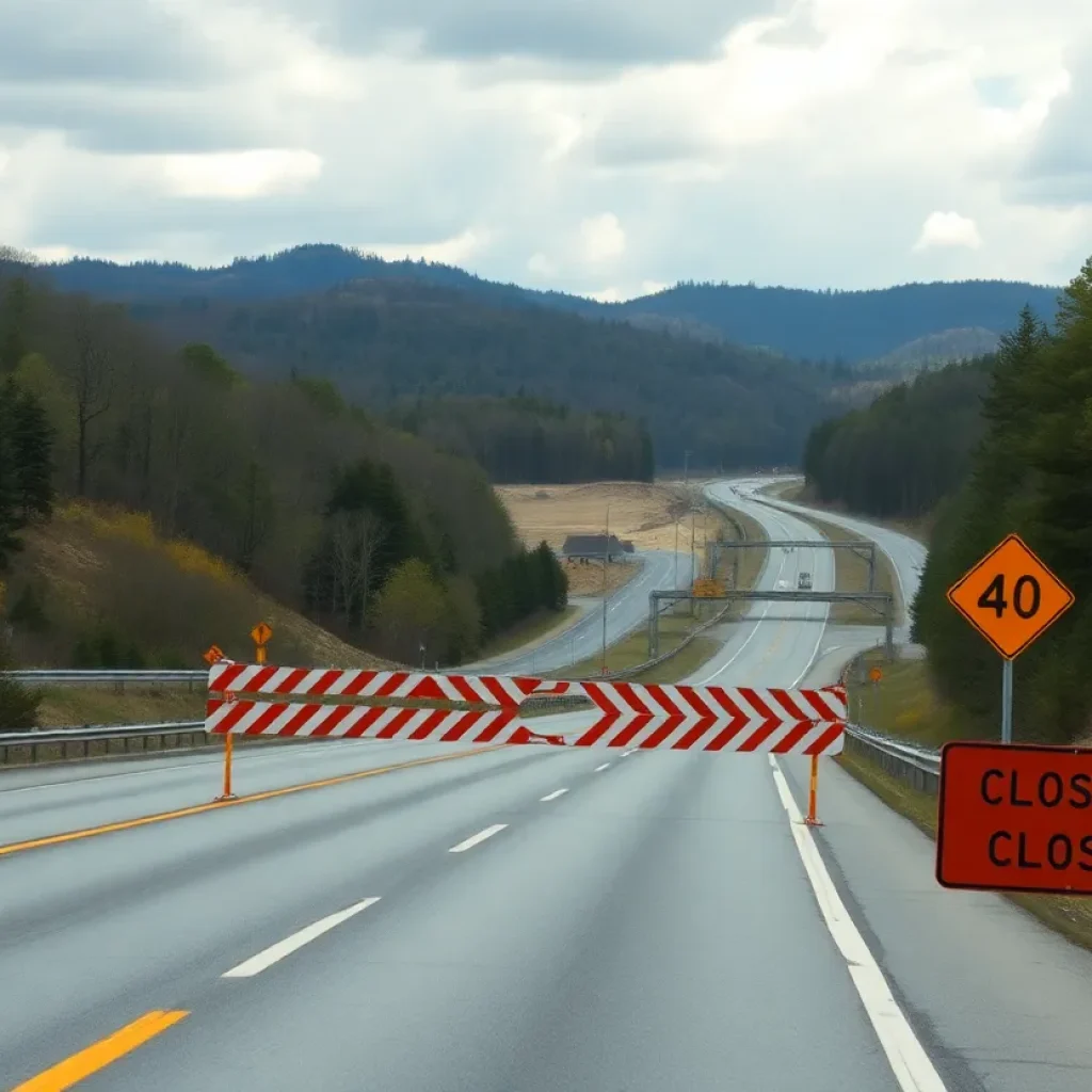 Interstate 40 closed due to a landslide in Western North Carolina