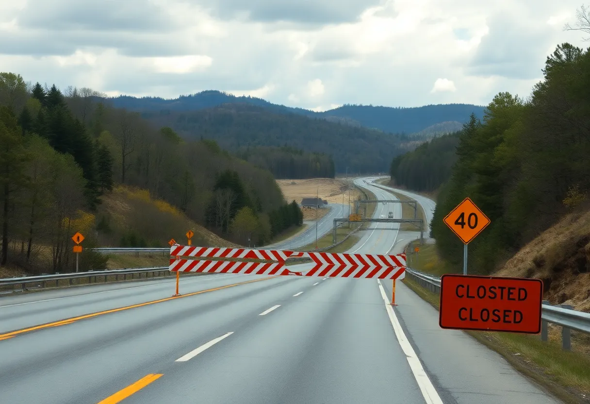 Interstate 40 closed due to a landslide in Western North Carolina