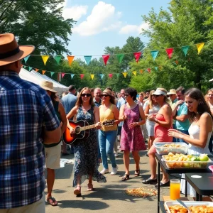 Crowd enjoying a summer festival in North Carolina's scenic park