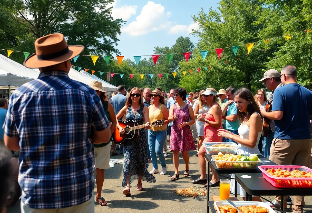 Crowd enjoying a summer festival in North Carolina's scenic park