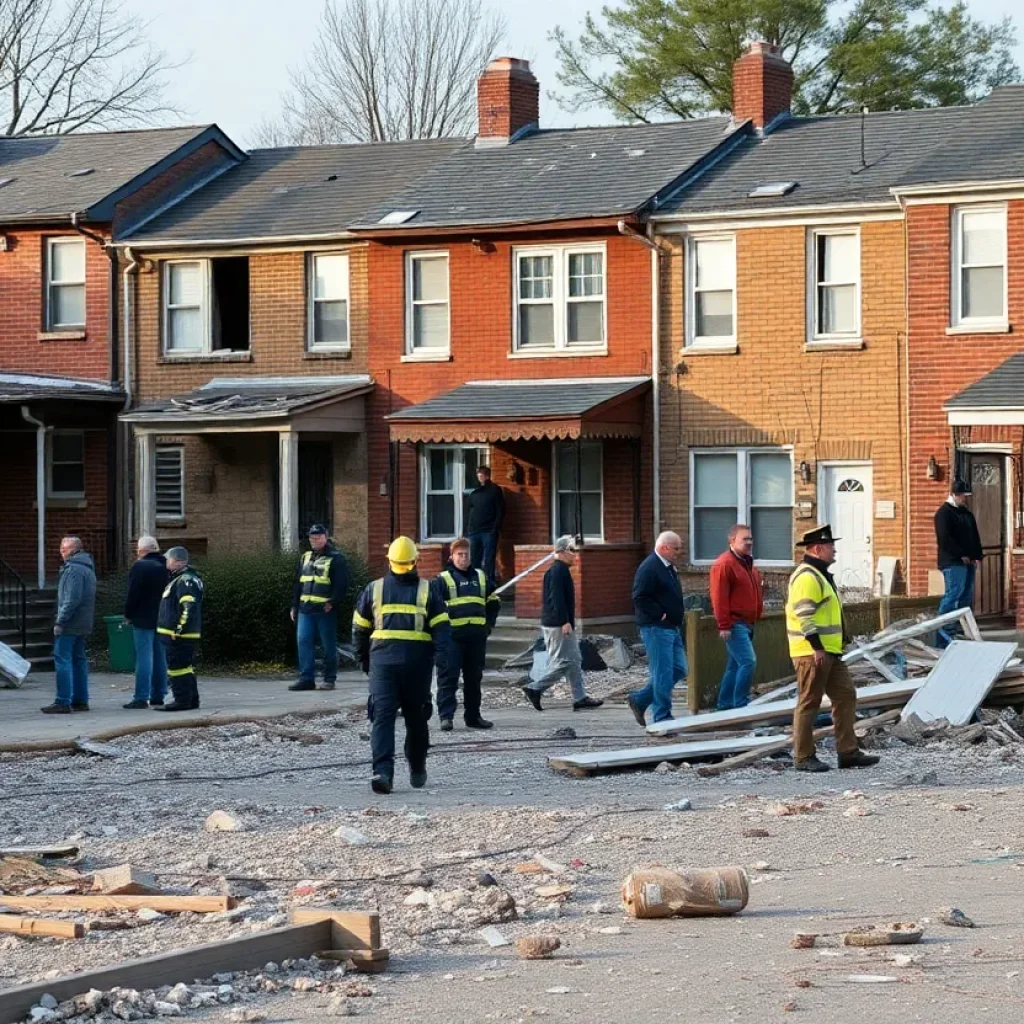 Emergency responders at the site of the Philadelphia explosion
