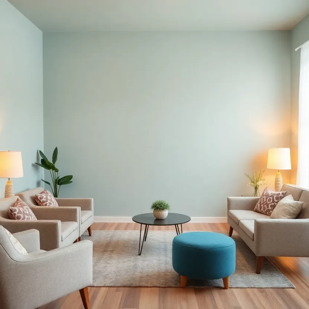 A calming therapy room designed for mental health support