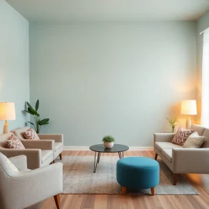 A calming therapy room designed for mental health support