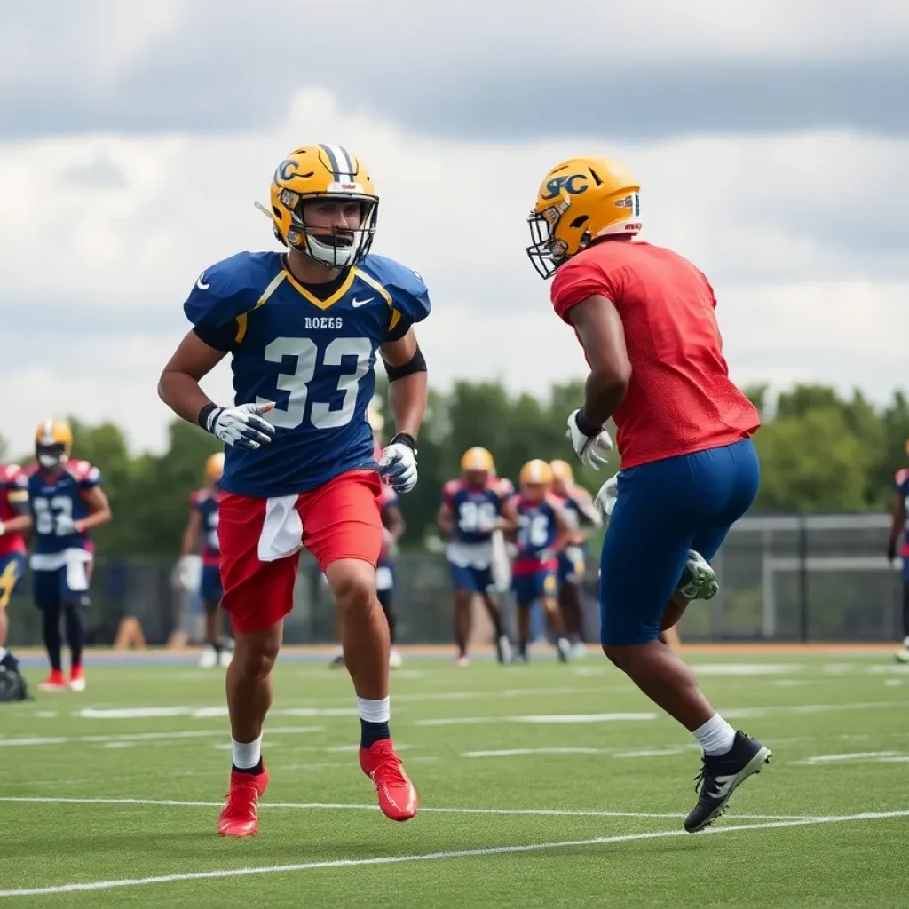Football training session with a focus on athleticism.