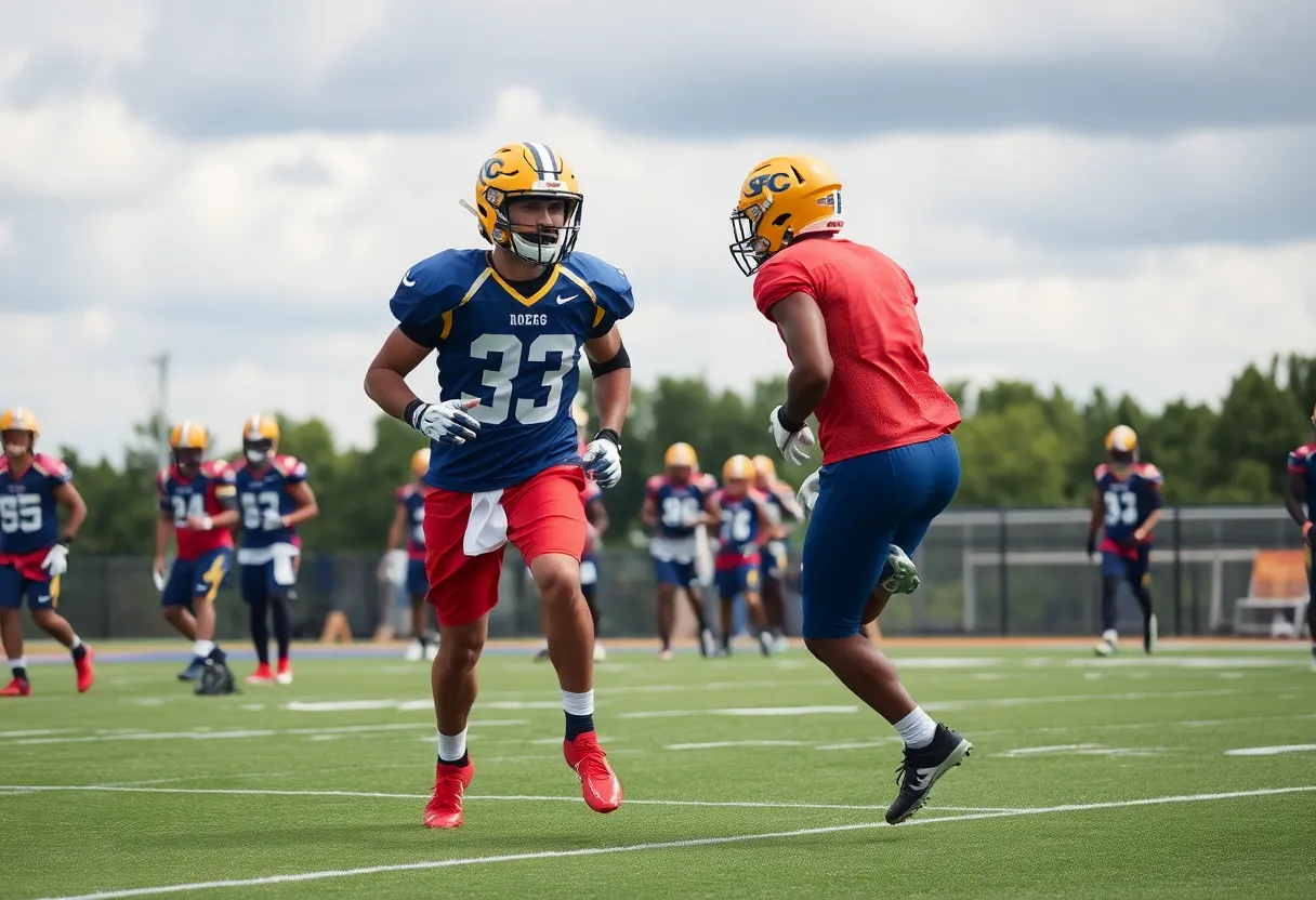 Football training session with a focus on athleticism.