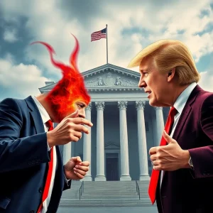 Illustration of a political feud between prominent figures