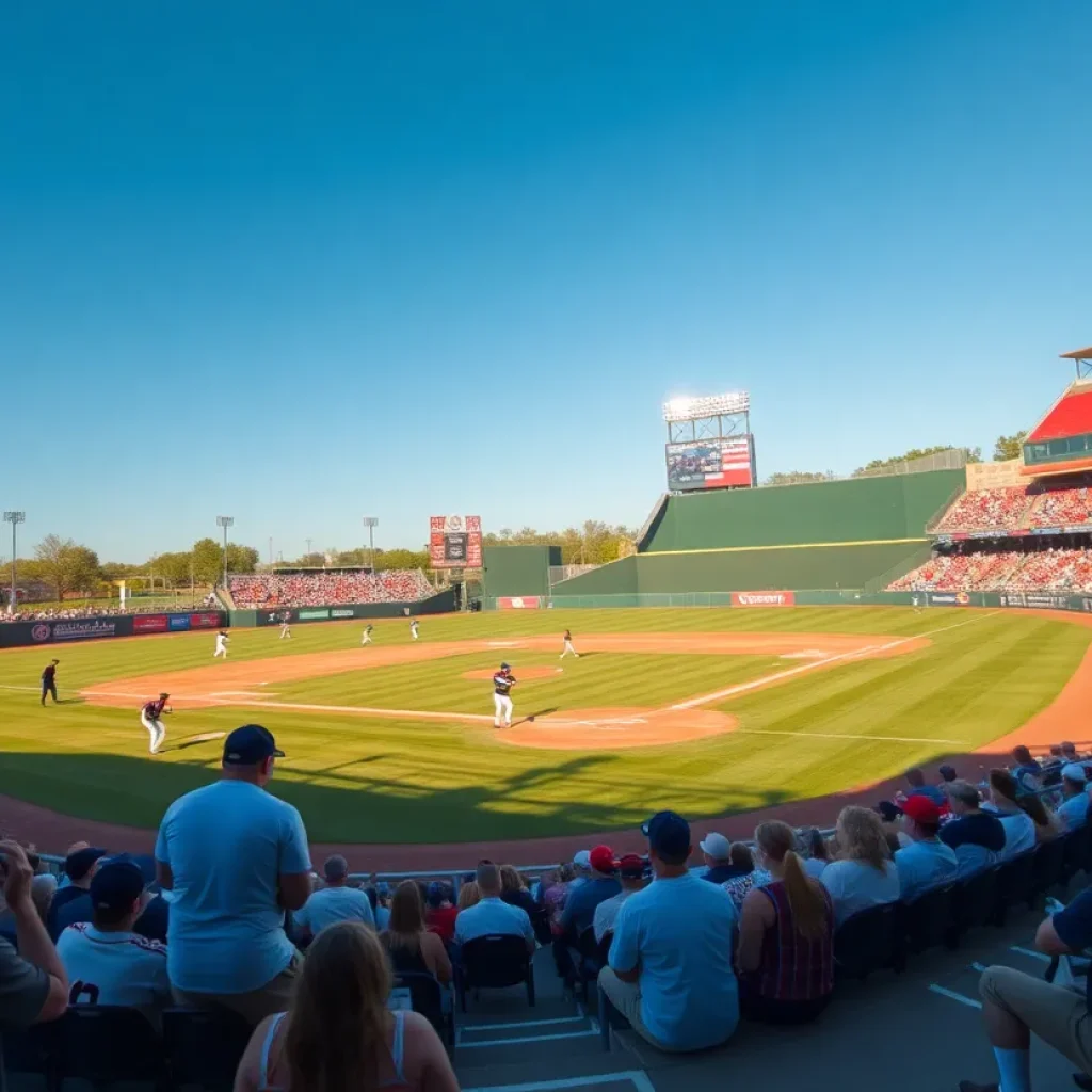 UNC Asheville baseball team playing in a game against Charleston Southern