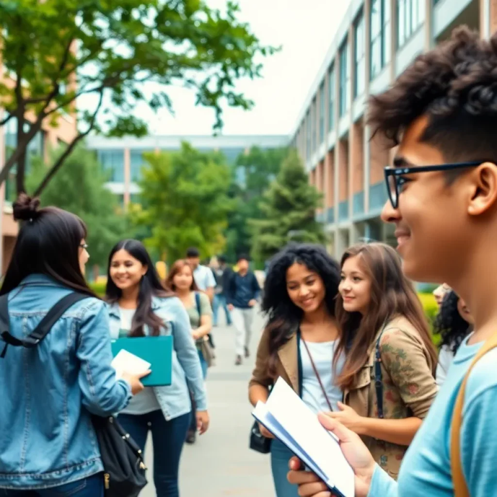 Diverse students at UNC Asheville campus enjoying their studies