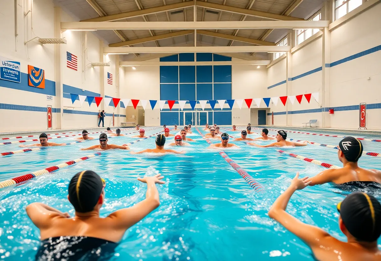 UNC Asheville women's swimming team training in pool