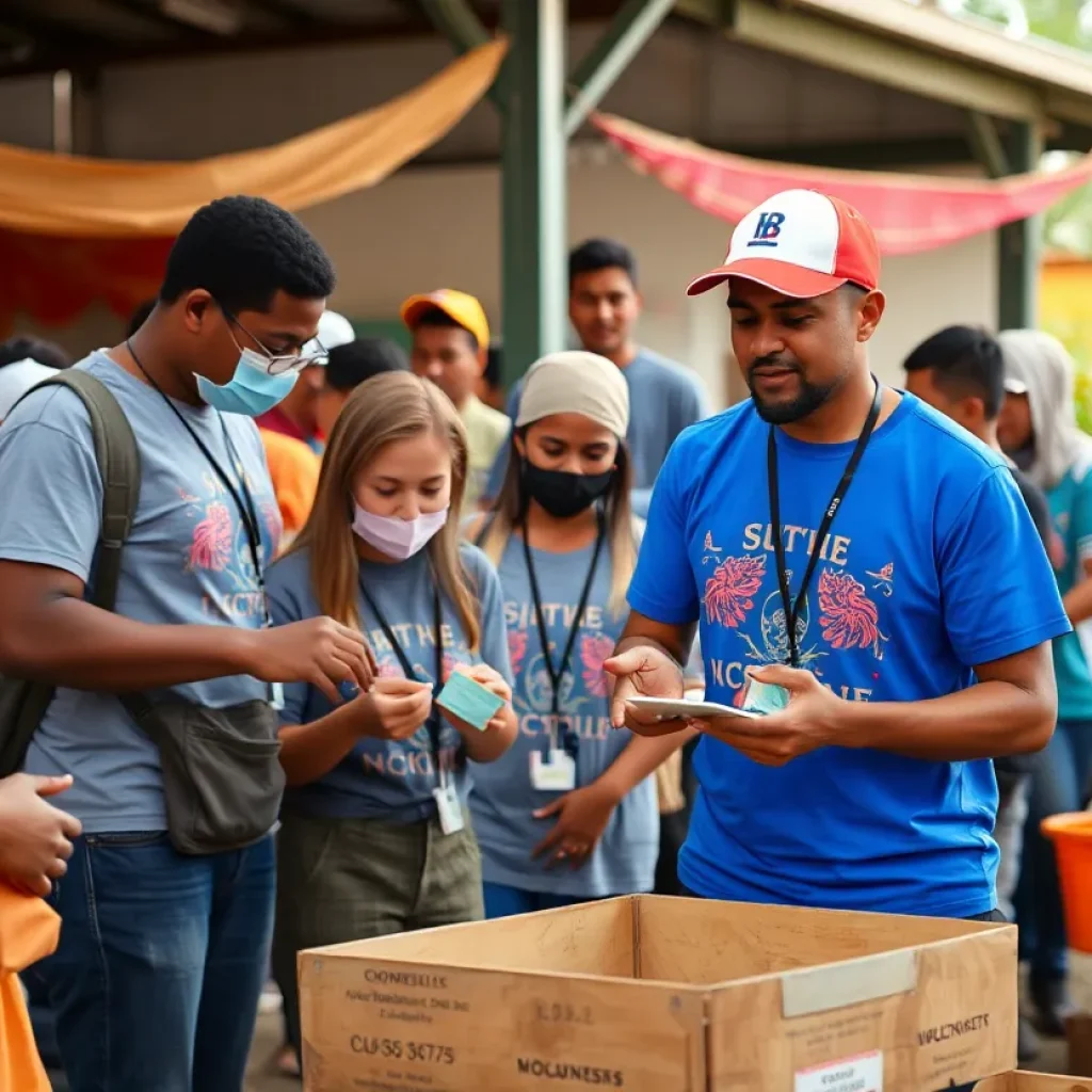 Volunteers at an Aeroflow Health community event