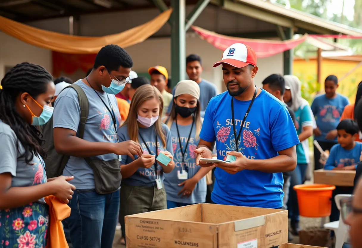 Volunteers at an Aeroflow Health community event