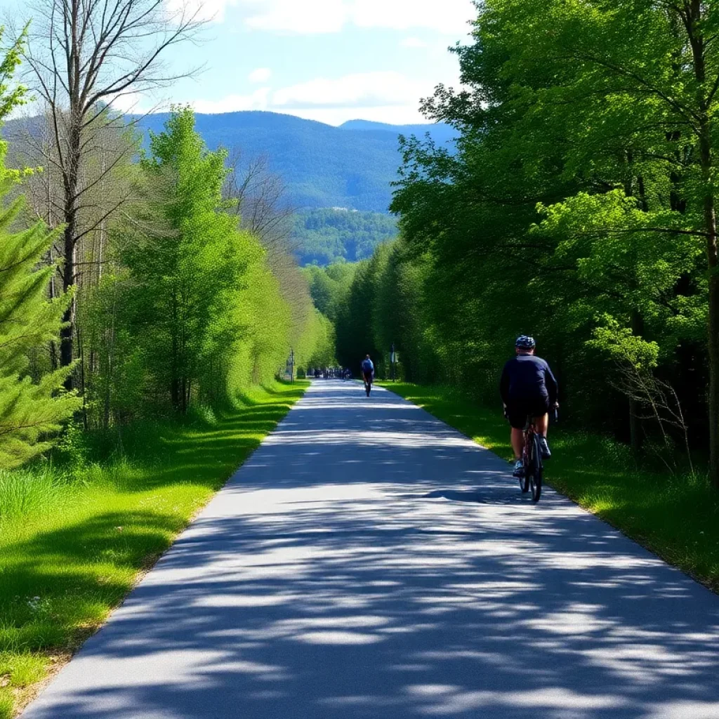 Peaceful cycling path in Asheville, NC