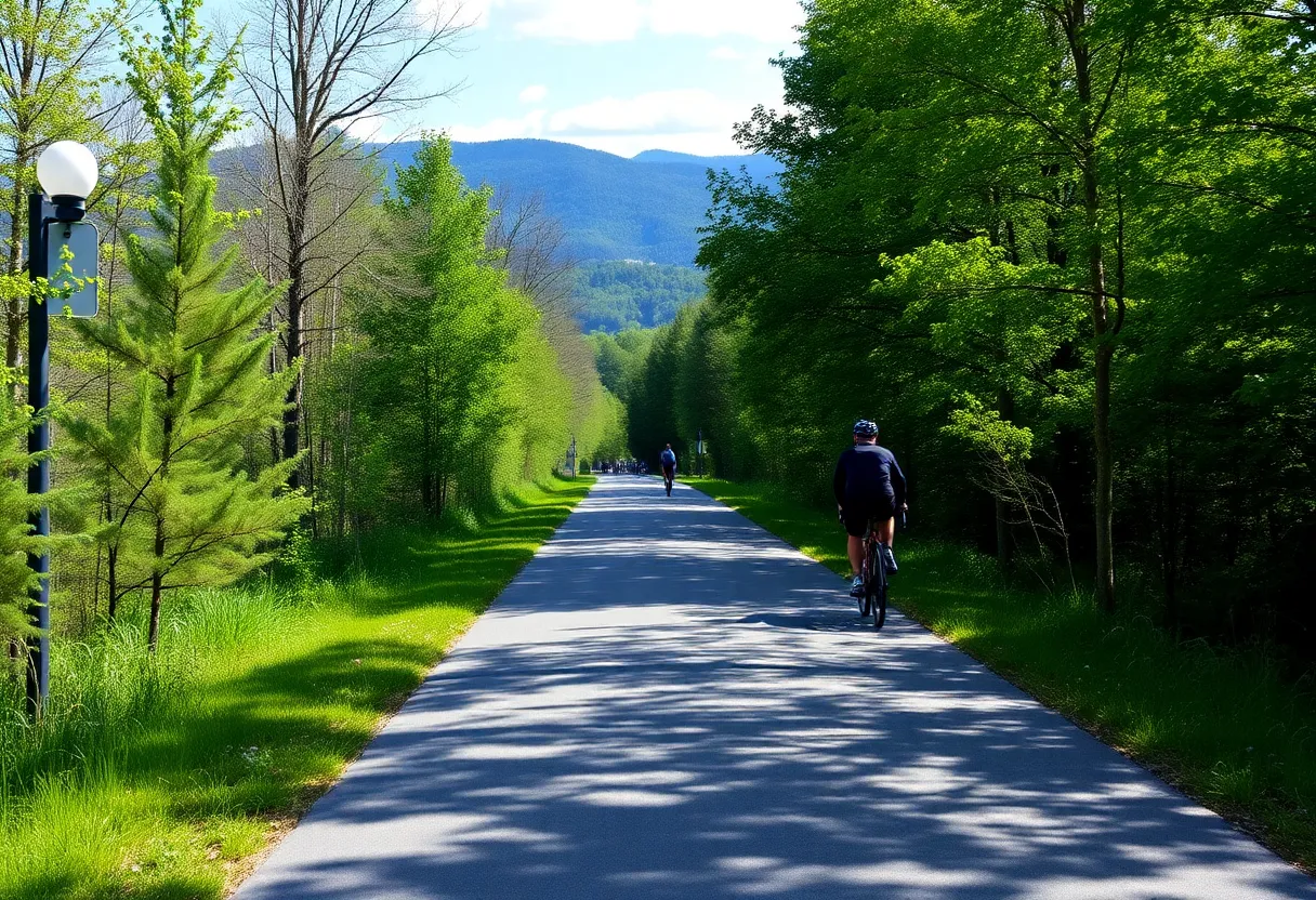Peaceful cycling path in Asheville, NC
