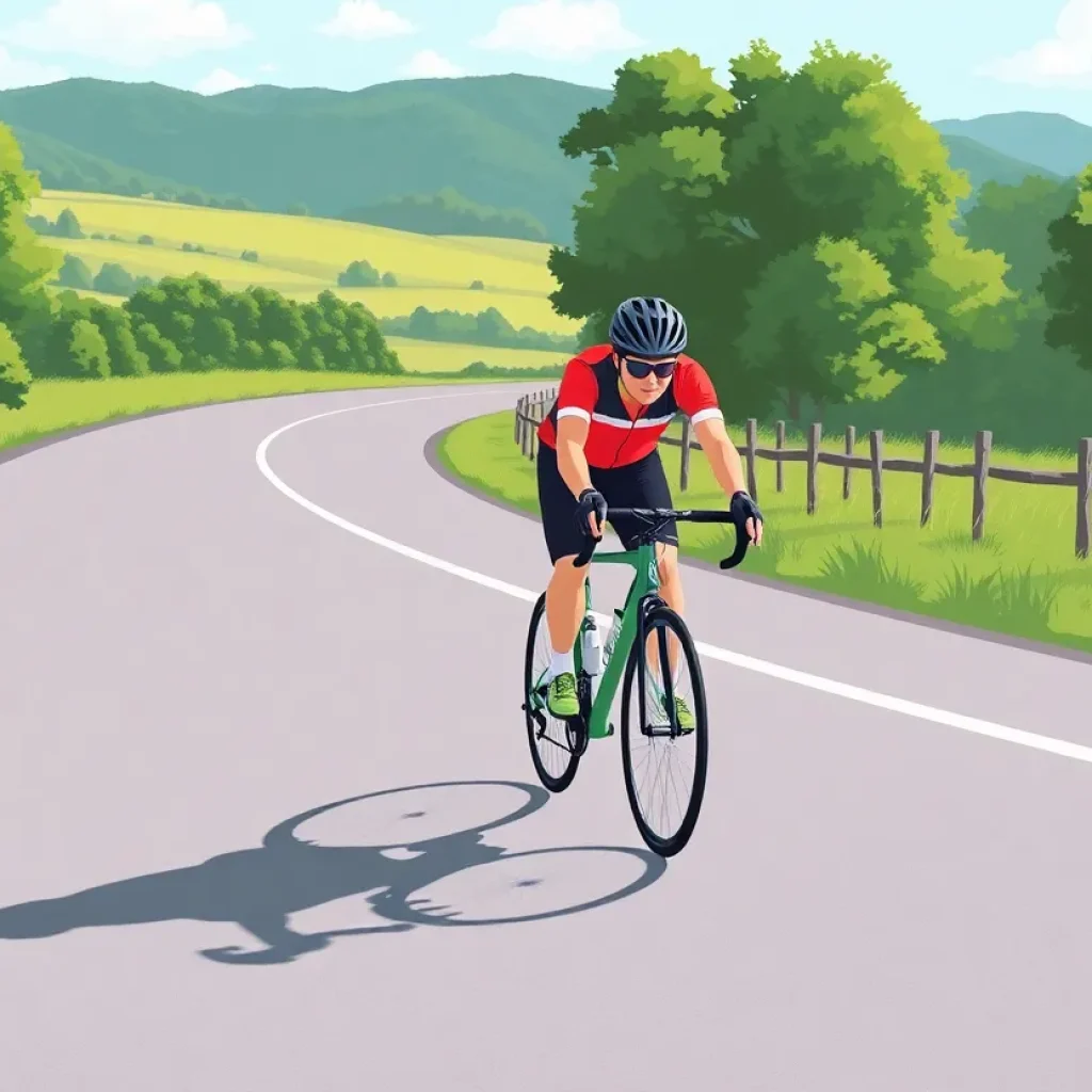 Cyclist riding on a safe road in Asheville