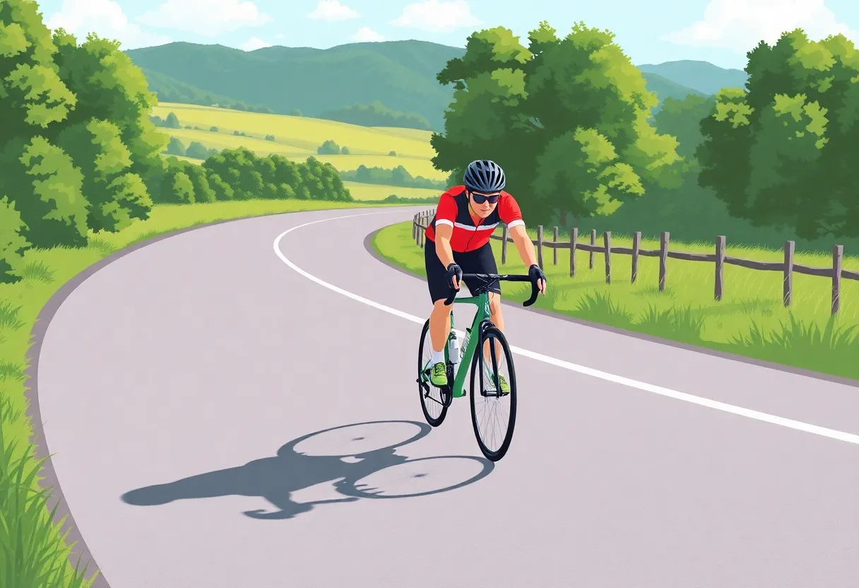 Cyclist riding on a safe road in Asheville