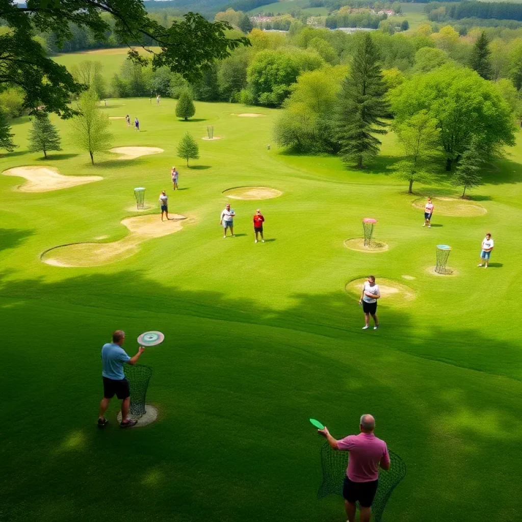 Disc golf course in Asheville with players