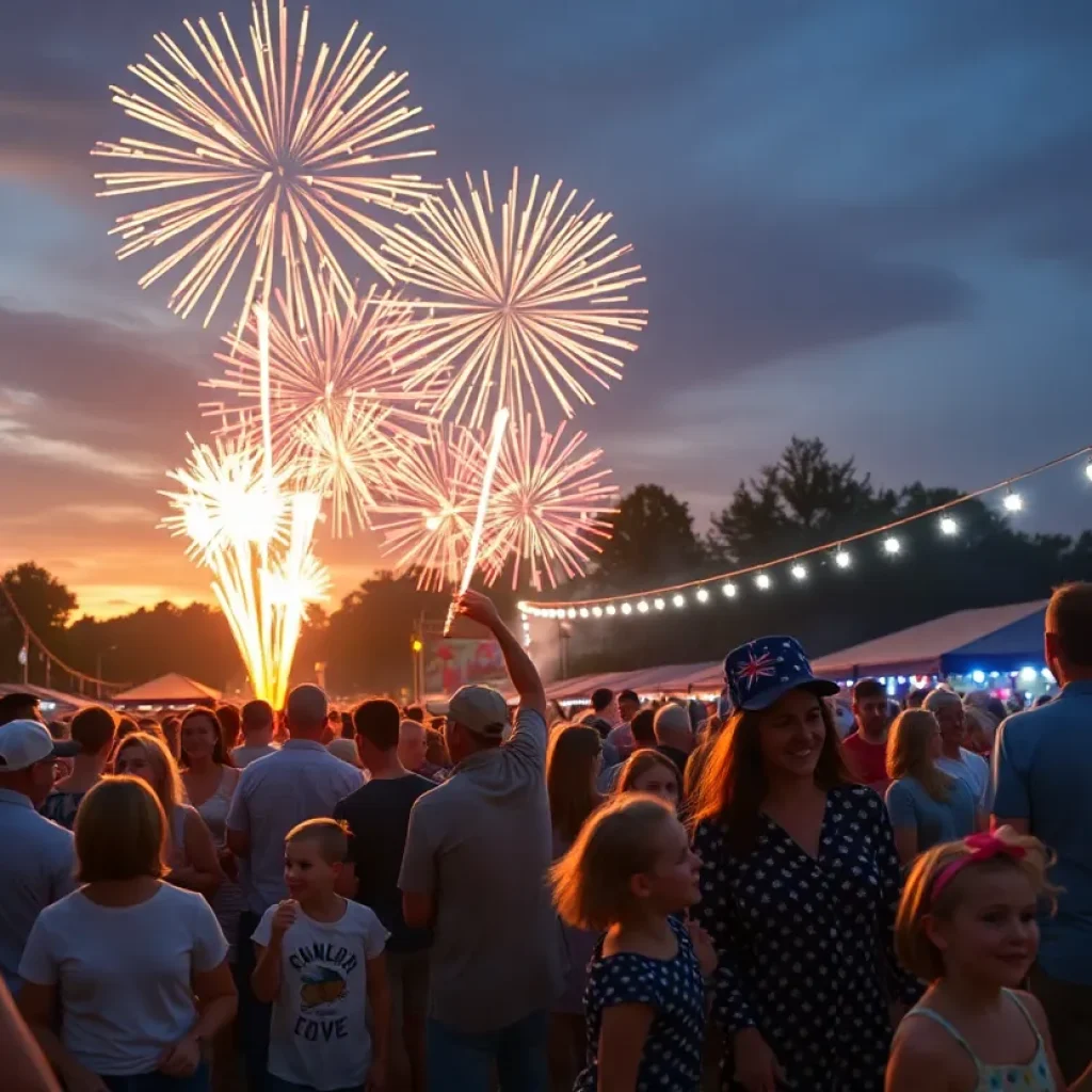 Fireworks display during the Asheville Fourth of July celebration
