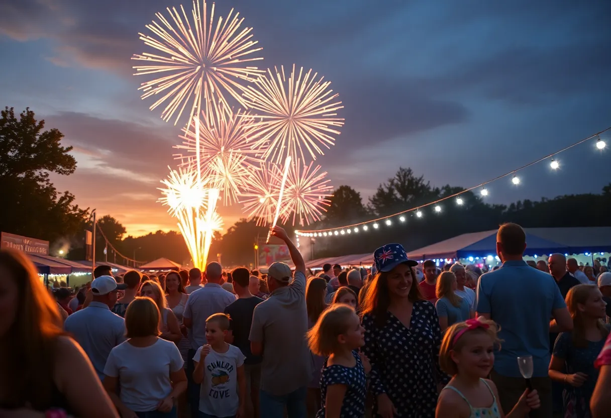 Fireworks display during the Asheville Fourth of July celebration