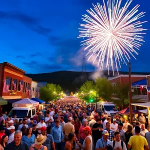 Fireworks illuminate the sky over Asheville during Independence Day celebrations.