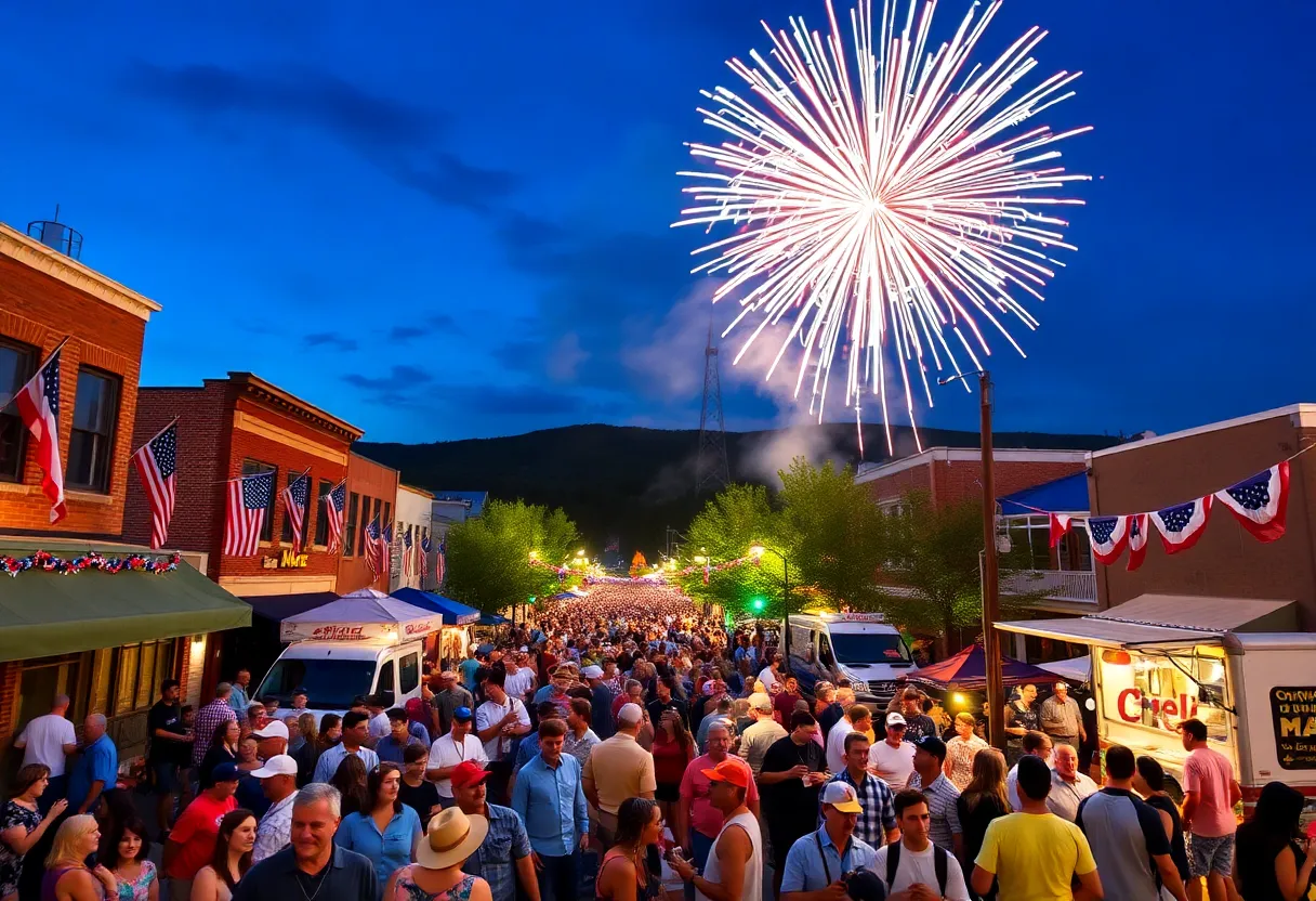 Fireworks illuminate the sky over Asheville during Independence Day celebrations.