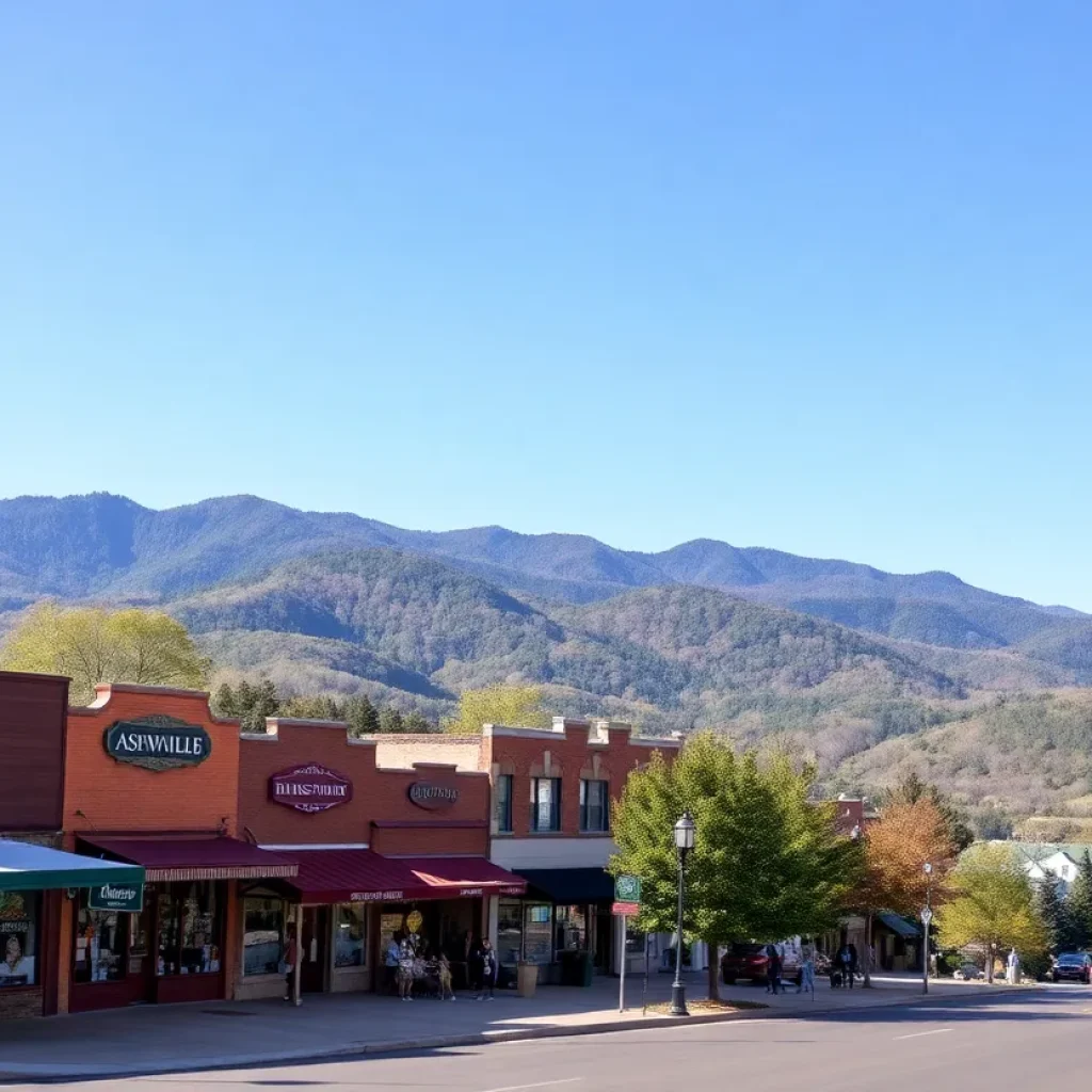 Scenic view of Asheville showing mountains and local attractions