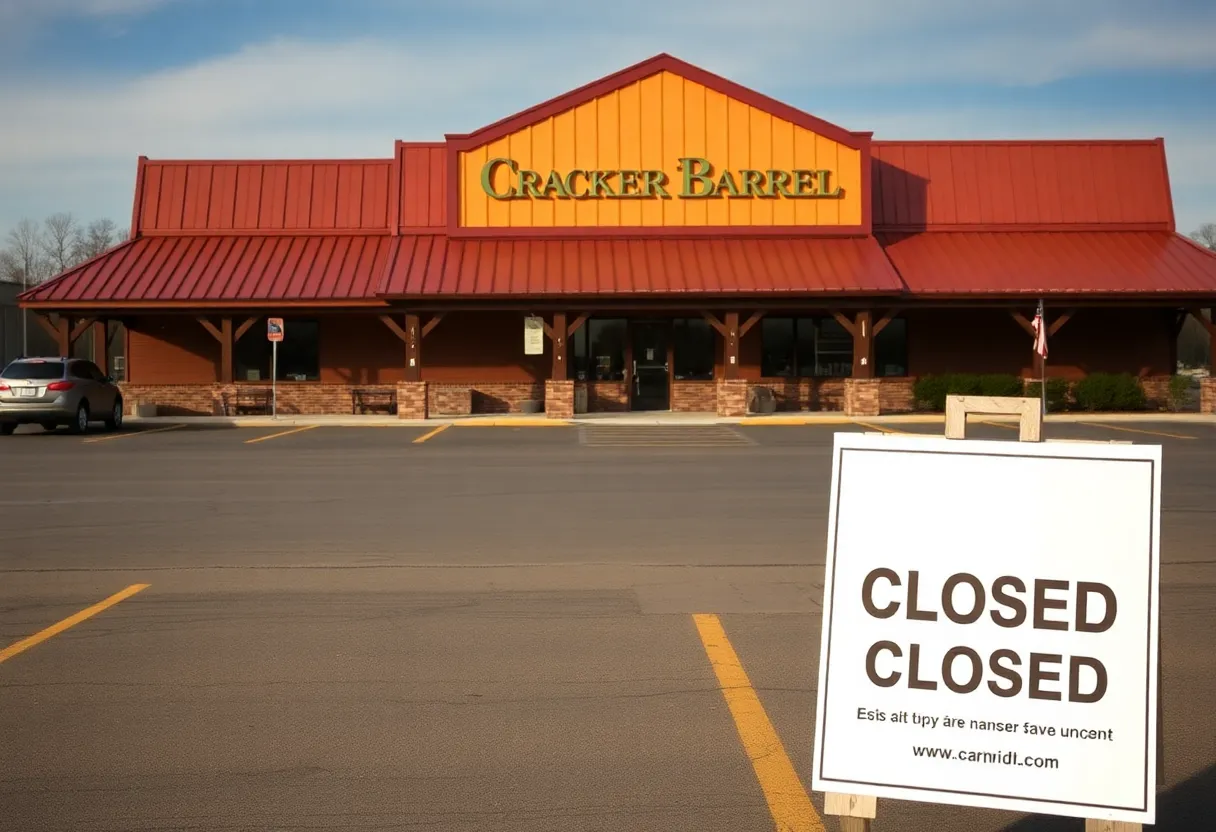 Parking lot of the closed Cracker Barrel on Tunnel Road in Asheville, N.C.