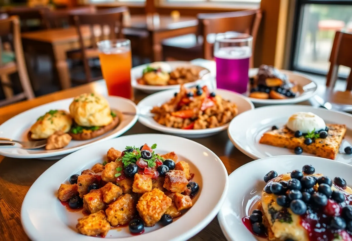 Brunch dishes at Farm Burger South Asheville