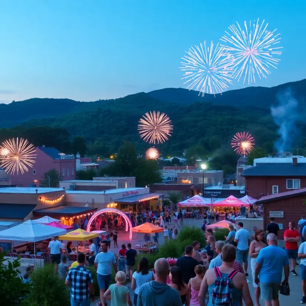 Fireworks over Asheville during July 4th celebration